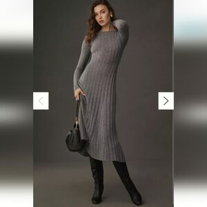 Reformation Ribbed Long-Sleeve Maxi Dress - Gray